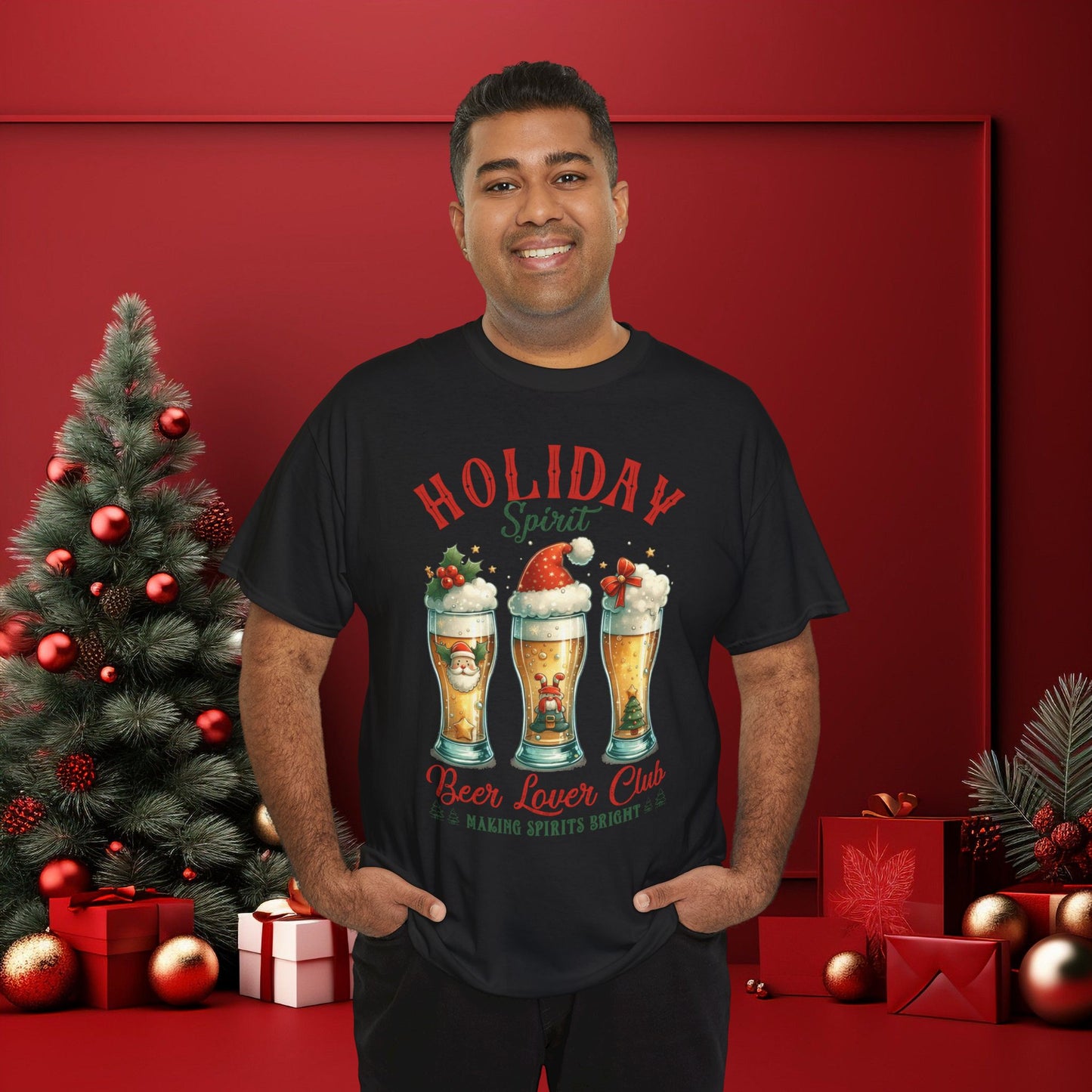 Holiday Spirit Beer Lover Club Christmas Tee Shirt