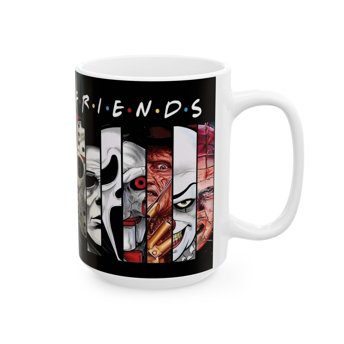 Friends Horror Movie Characters Coffee Mug, Serial Killer Movie Art - 11 or 15 Oz
