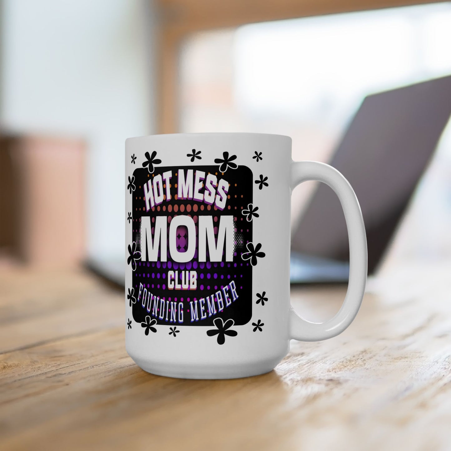 Hot Mess Mom Club Mug, Funny Ceramic Coffee Cup for Moms