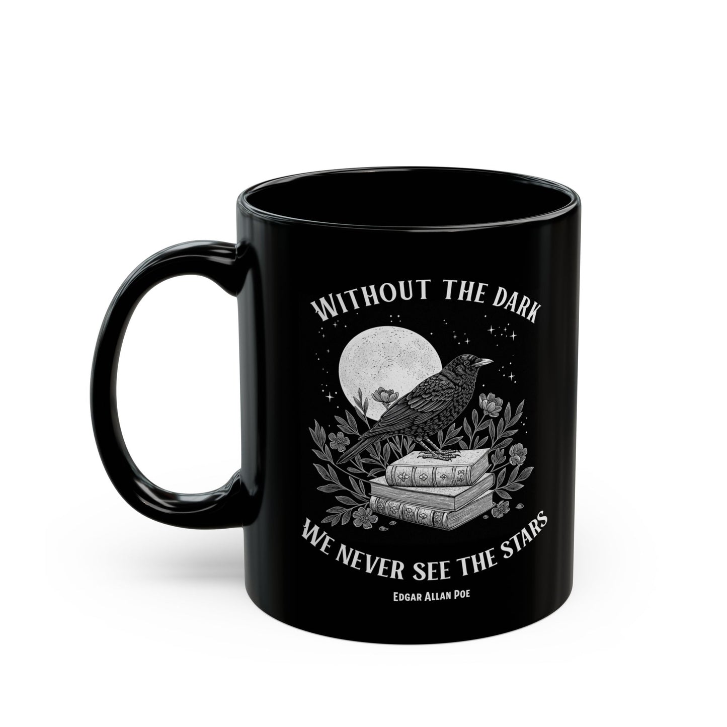 Edgar Allan Poe Dark Aesthetic Mug, Black Literary Coffee Mug