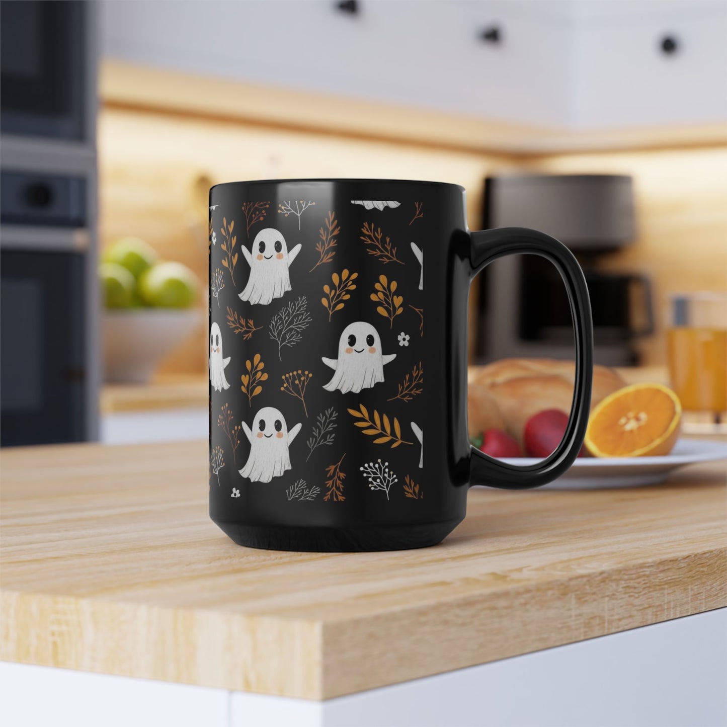 Halloween Playful Ghost Coffee Mug, 2 Designs & 2 Sizes