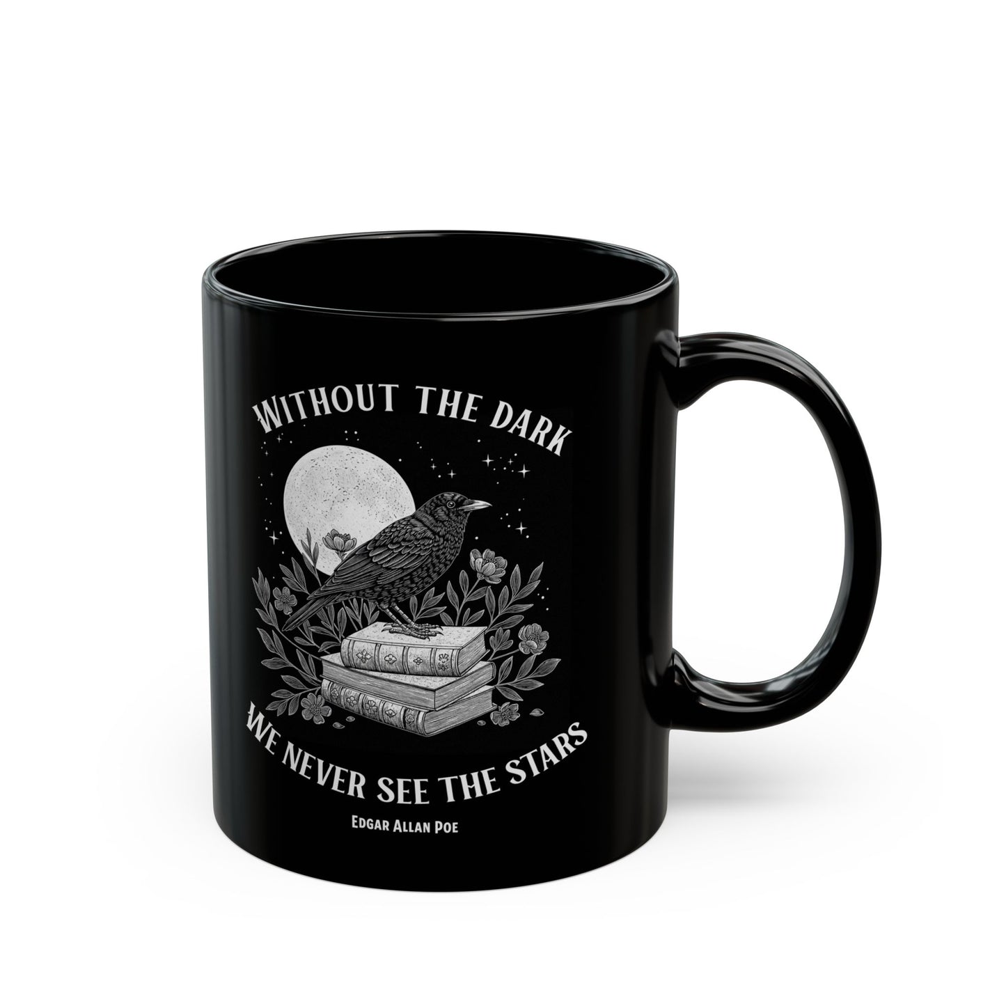 Edgar Allan Poe Dark Aesthetic Mug, Black Literary Coffee Mug