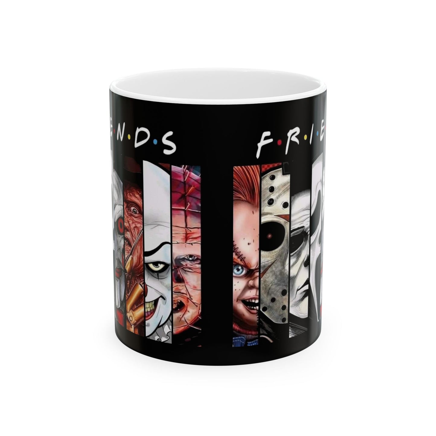 Friends Horror Movie Characters Coffee Mug, Serial Killer Movie Art - 11 or 15 Oz