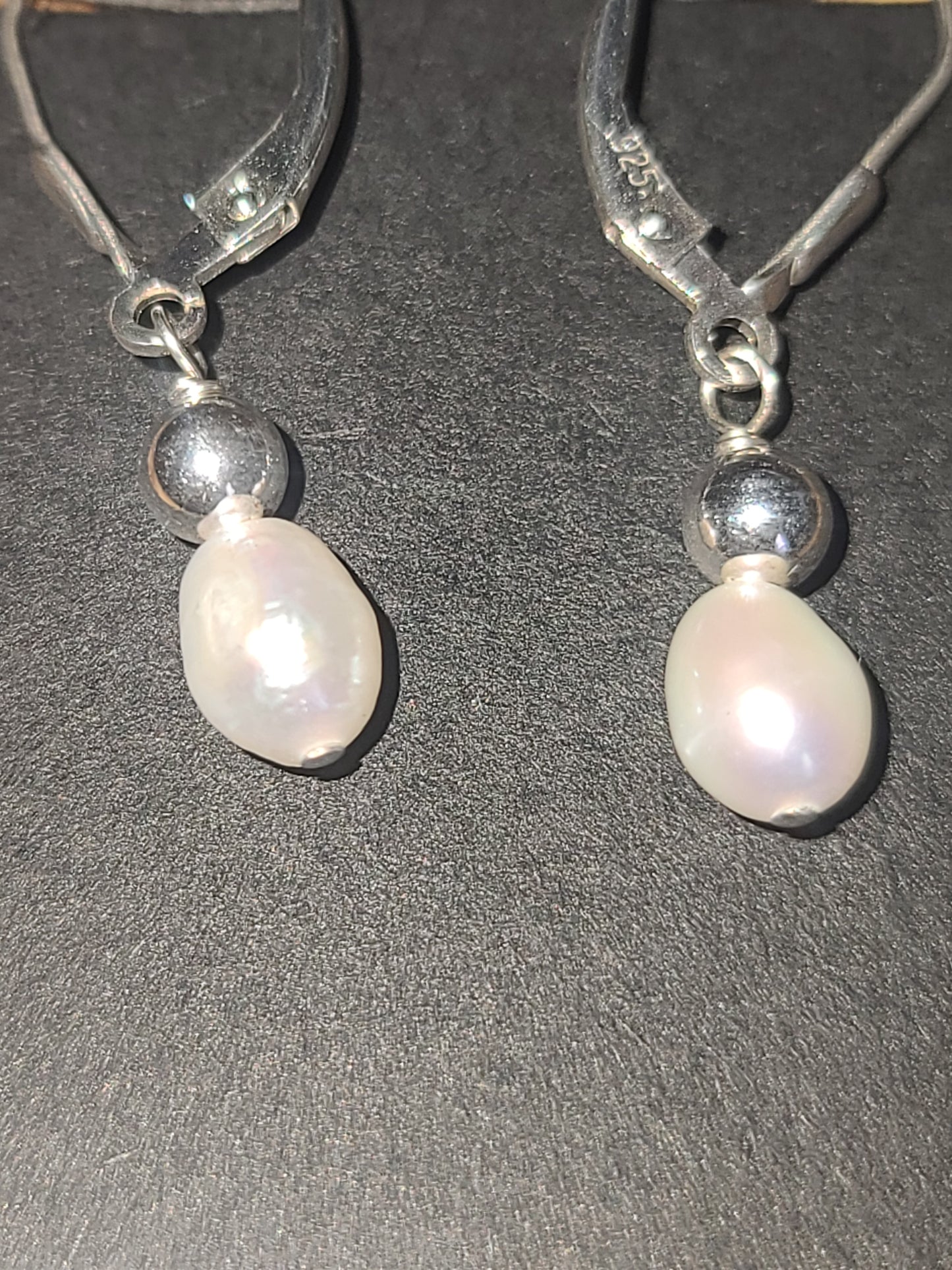 Cultured Freshwater Rice Pearl Lever Earrings in Sterling Silver