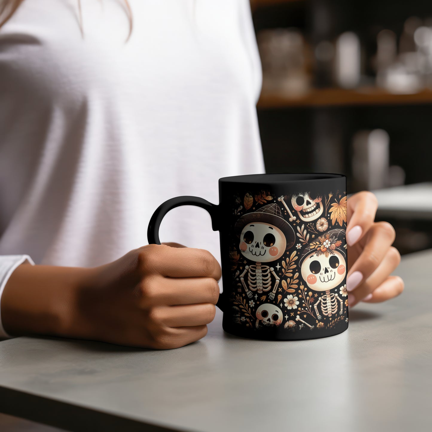 Cute Halloween Cartoon Skeleton Mug - 2 Designs, 2 Sizes