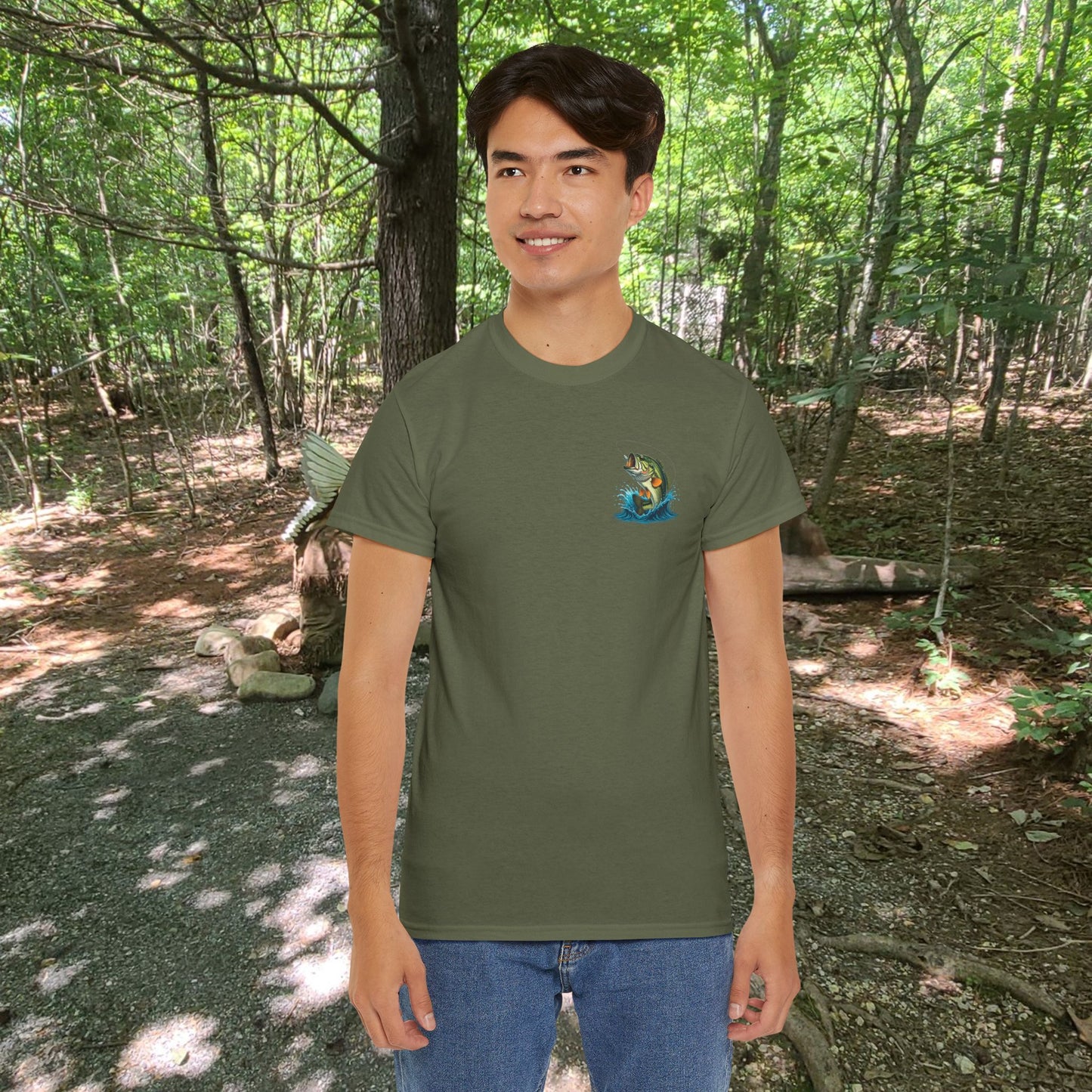 Funny Fishing T-Shirt - "I Love a Large Mouth on my Rod" (Front & Back Design)