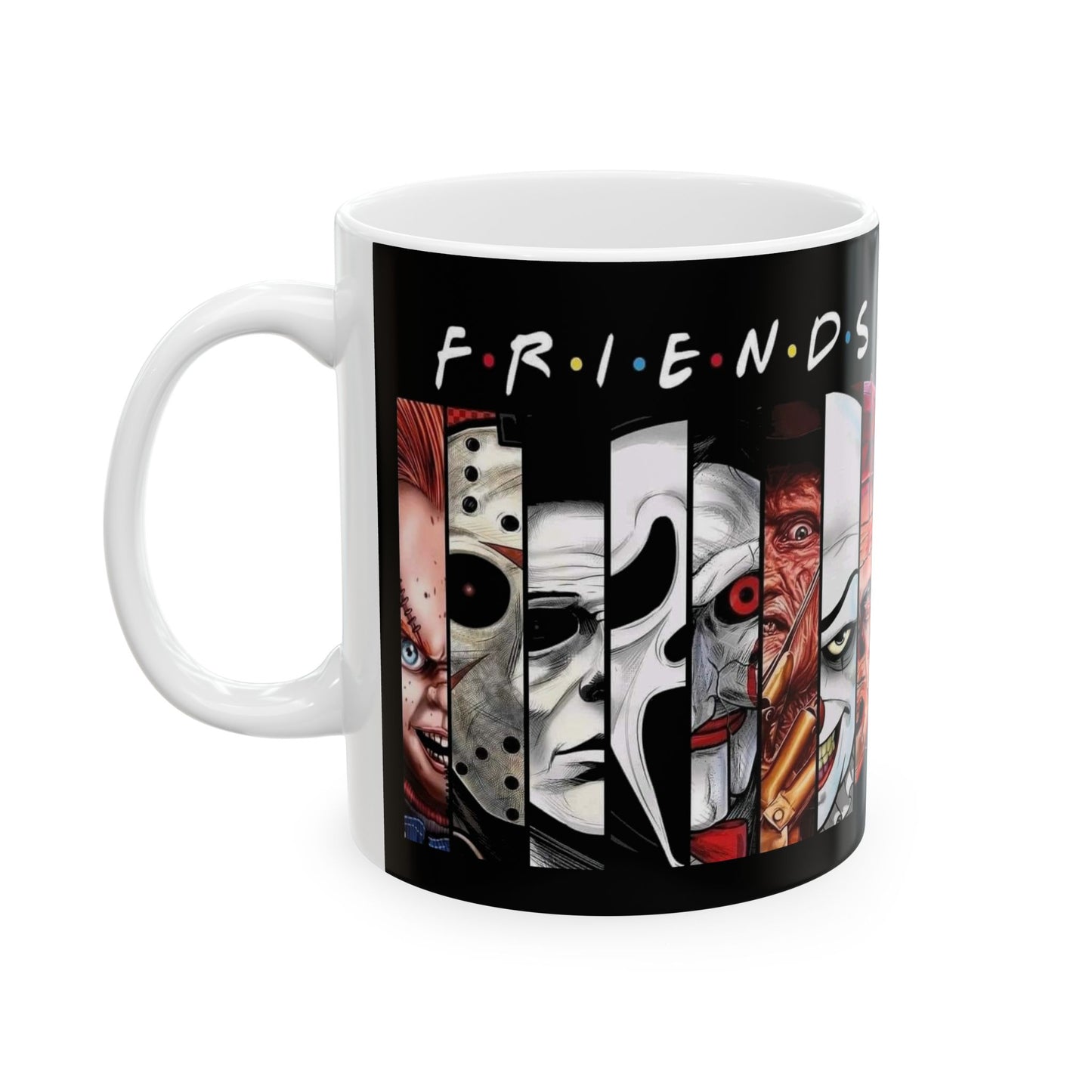 Friends Horror Movie Characters Coffee Mug, Serial Killer Movie Art - 11 or 15 Oz