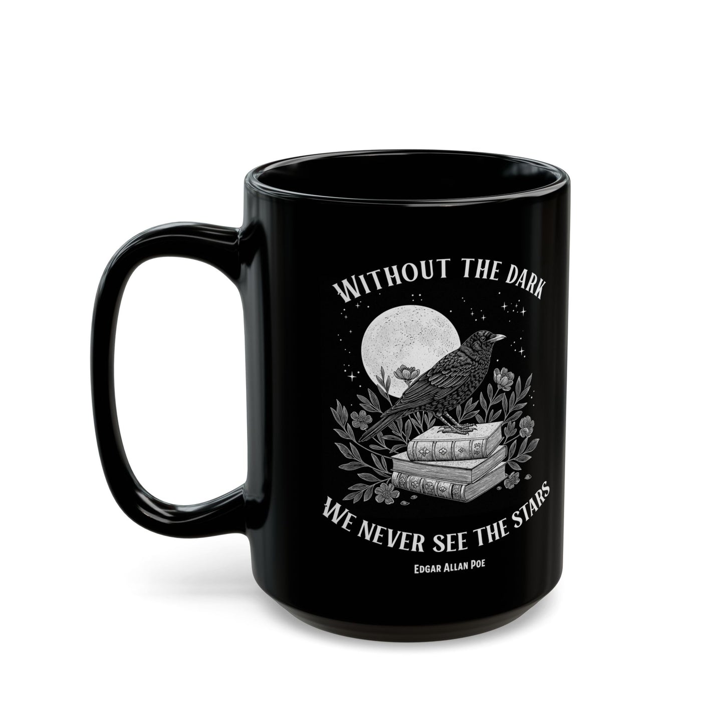 Edgar Allan Poe Dark Aesthetic Mug, Black Literary Coffee Mug