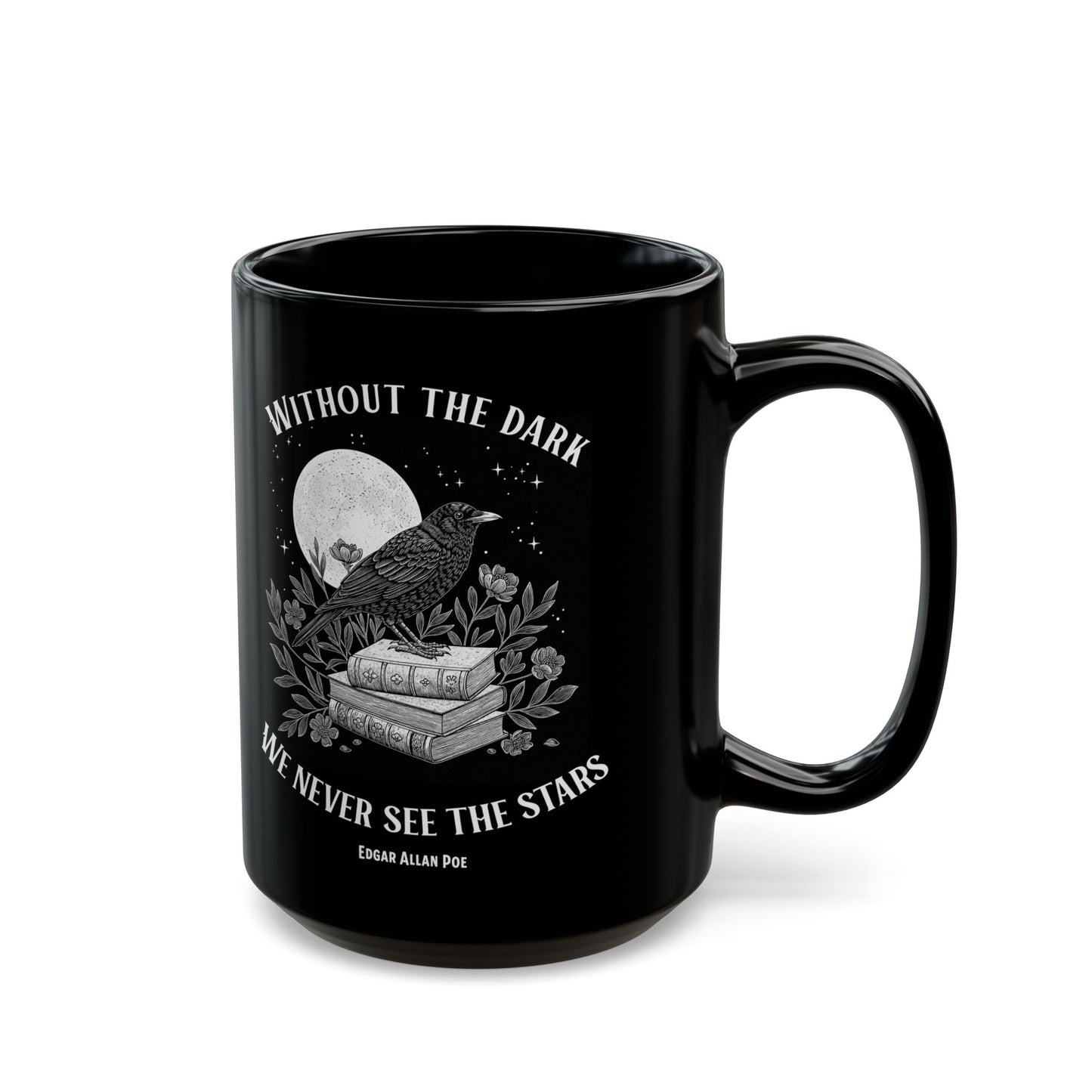 Edgar Allan Poe Dark Aesthetic Mug, Black Literary Coffee Mug