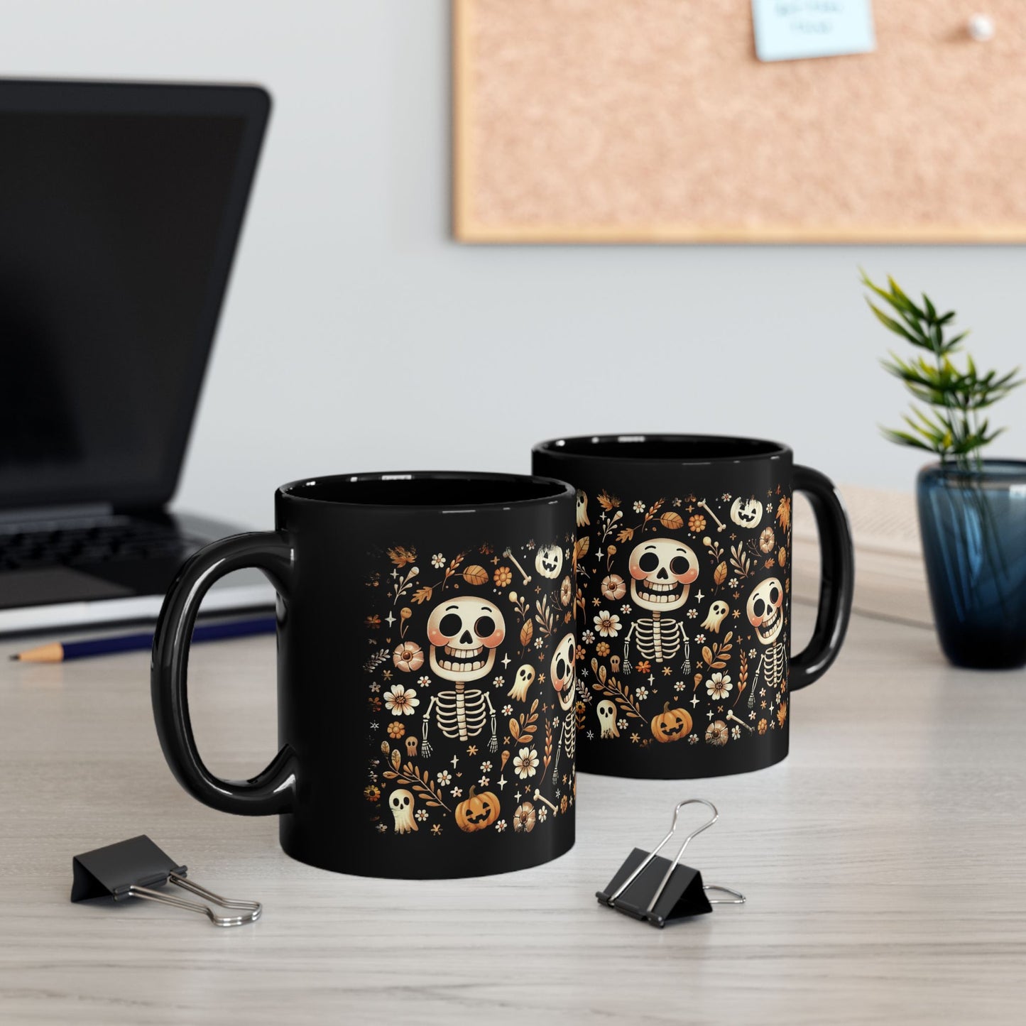 Cute Halloween Cartoon Skeleton Mug - 2 Designs, 2 Sizes