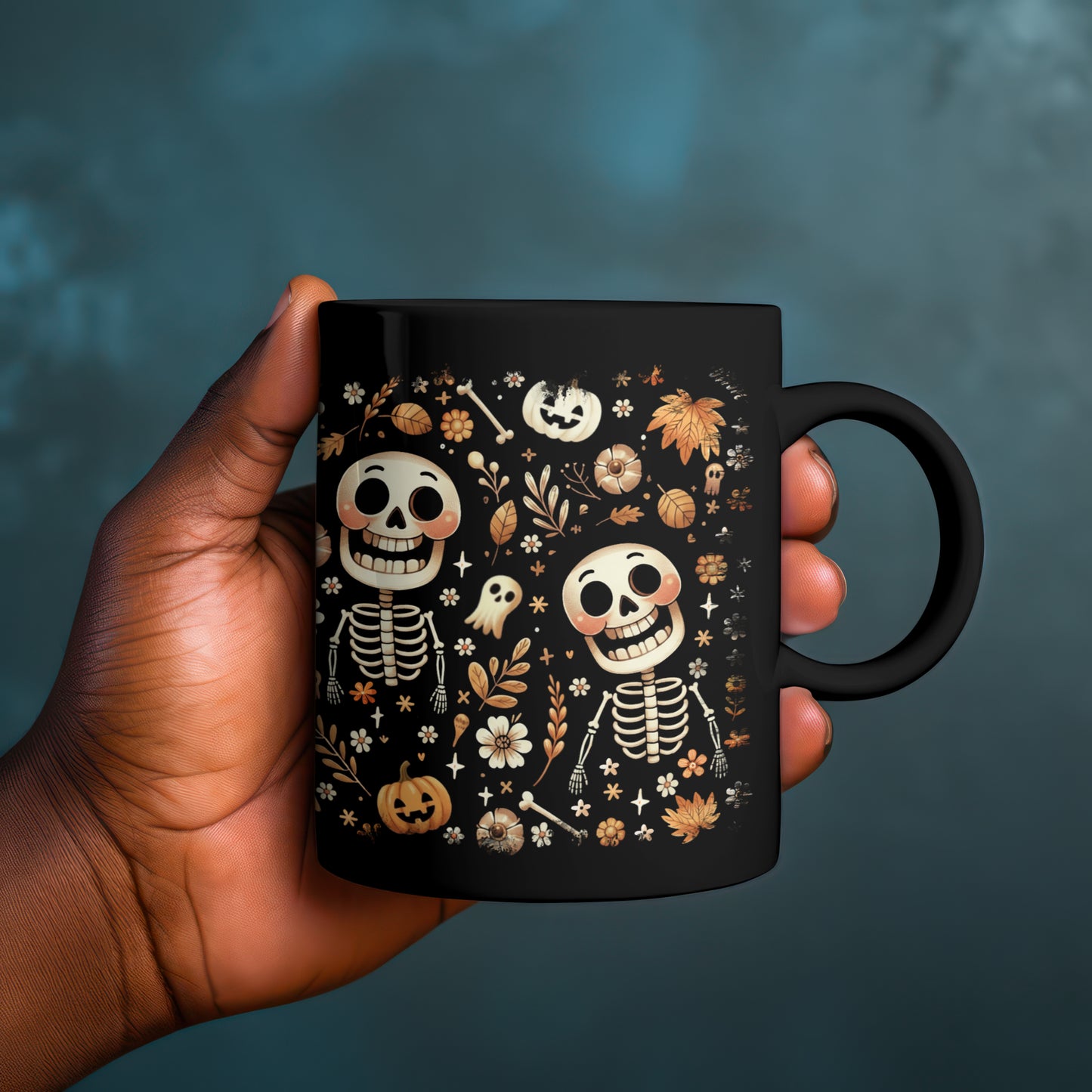 Cute Halloween Cartoon Skeleton Mug - 2 Designs, 2 Sizes
