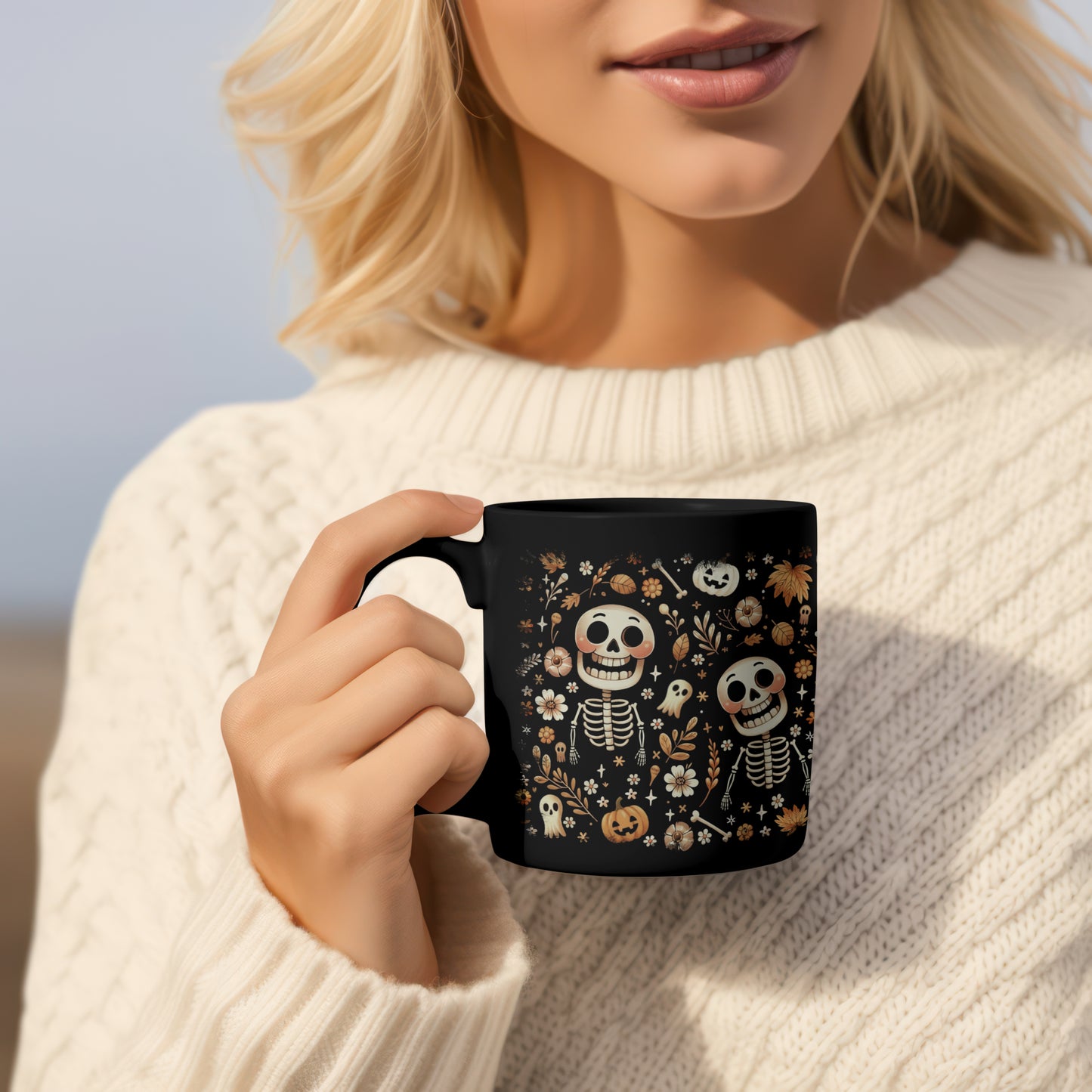 Cute Halloween Cartoon Skeleton Mug - 2 Designs, 2 Sizes