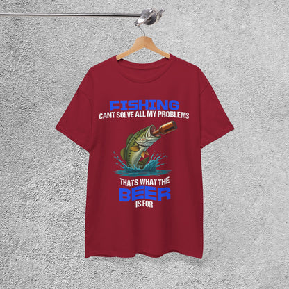 Funny Fishing Shirt – Beer Solves Problems Tee – Gift for Fishermen