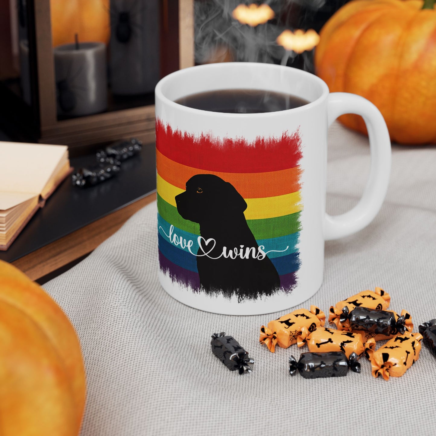 Love Wins Dog Lover Rainbow Coffee Mug (11 or 15 Oz)