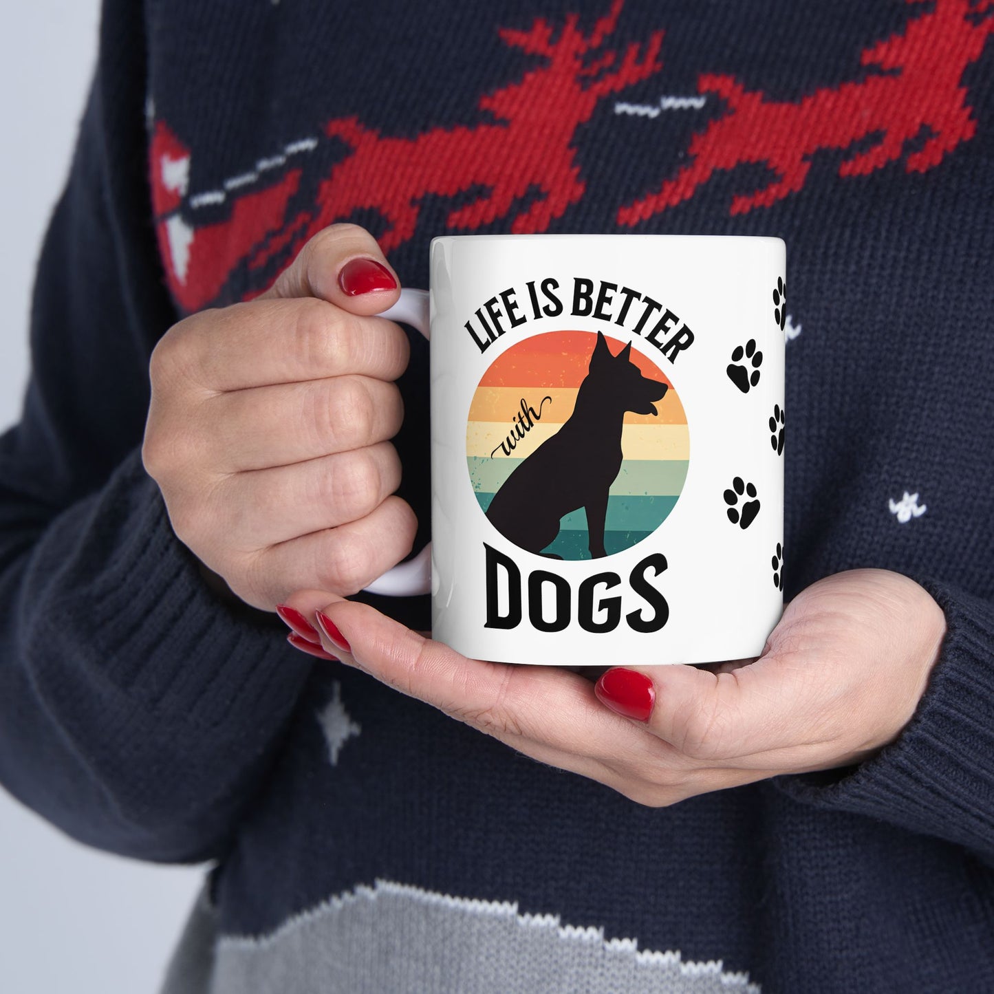 Ceramic Coffee Mug - Life is Better with Dogs, Dog-Themed with Vibrant Design