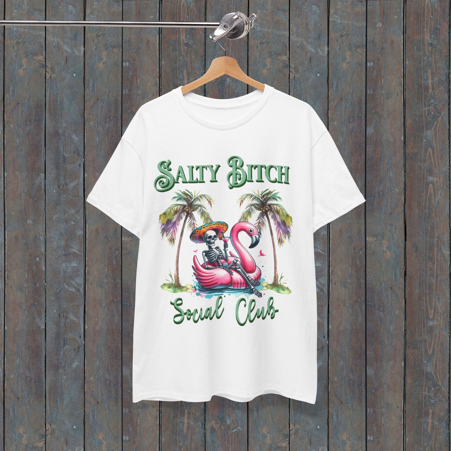 Salty Bitch Social Club Tee, Fun Summer T-Shirt, Beach Party Shirt, Funny Gift, Wear Your Mood T-Shirt, Moody Mom Apparel, Flamingo Float