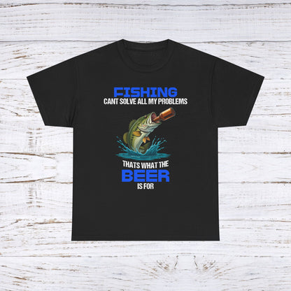 Funny Fishing Shirt – Beer Solves Problems Tee – Gift for Fishermen