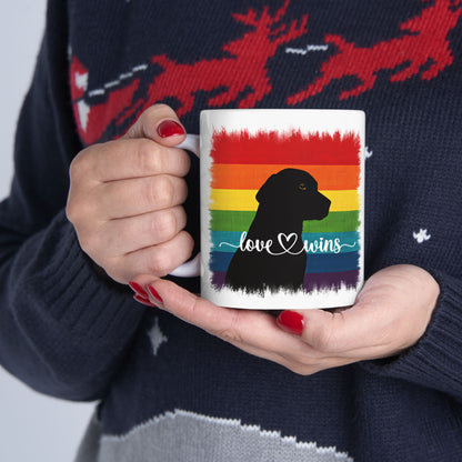 Love Wins Dog Lover Rainbow Coffee Mug (11 or 15 Oz)