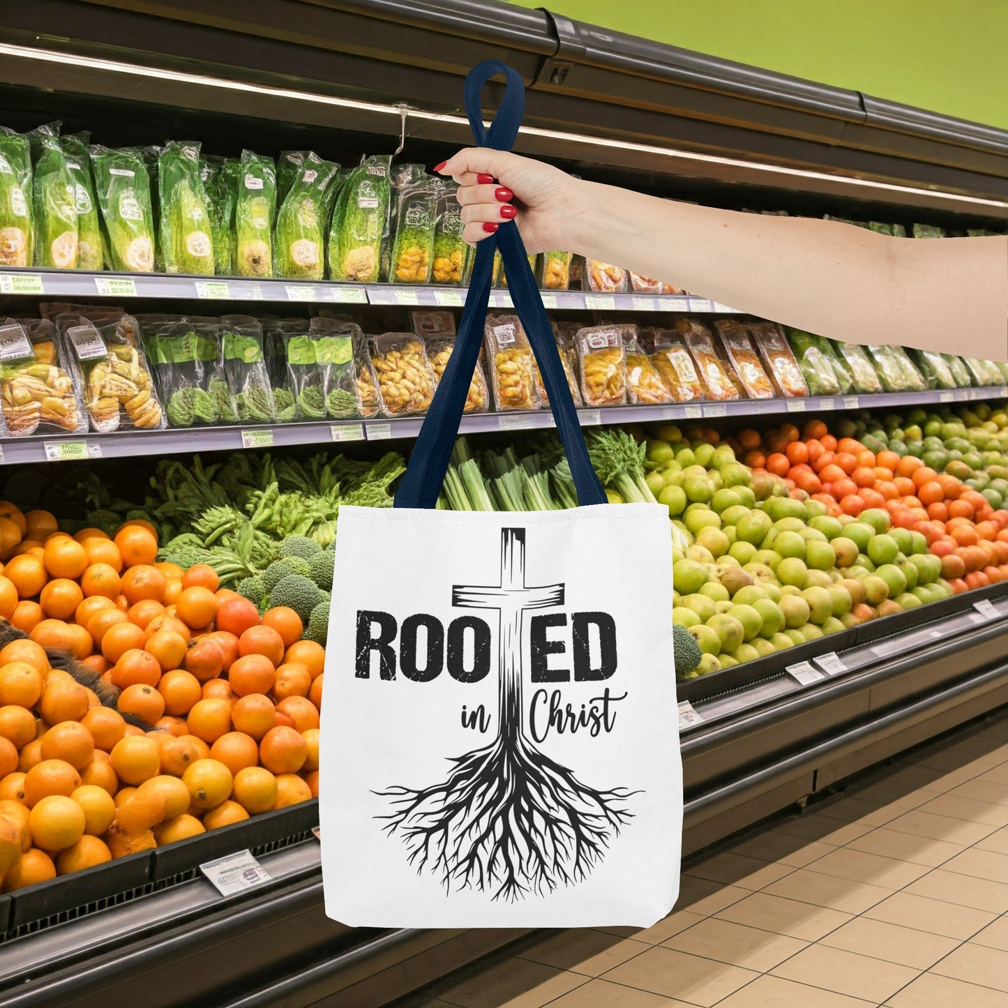 Rooted in Christ Canvas Eco-Friendly Reusable Tote Bag