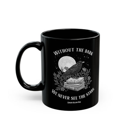 Edgar Allan Poe Dark Aesthetic Mug, Black Literary Coffee Mug