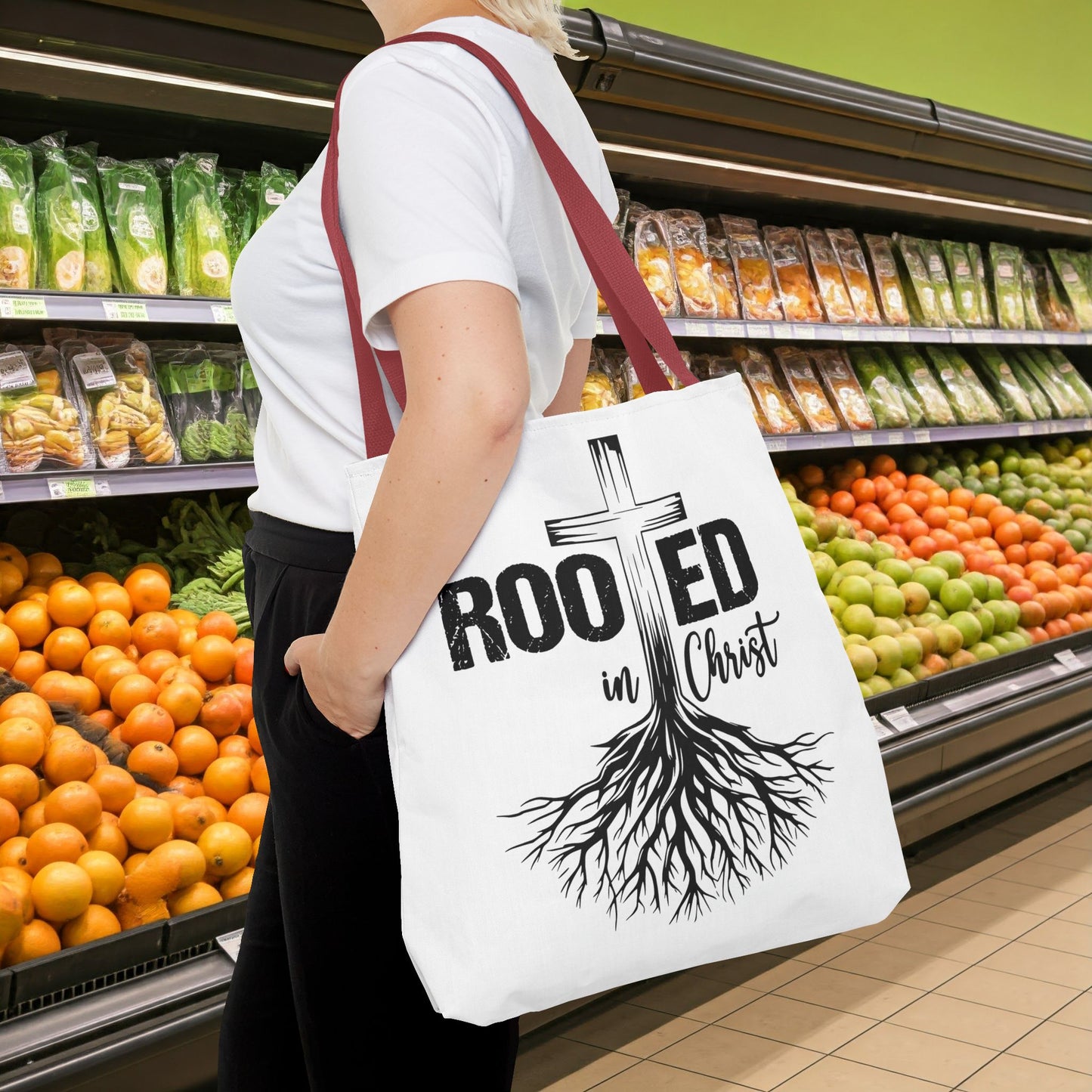 Rooted in Christ Canvas Eco-Friendly Reusable Tote Bag