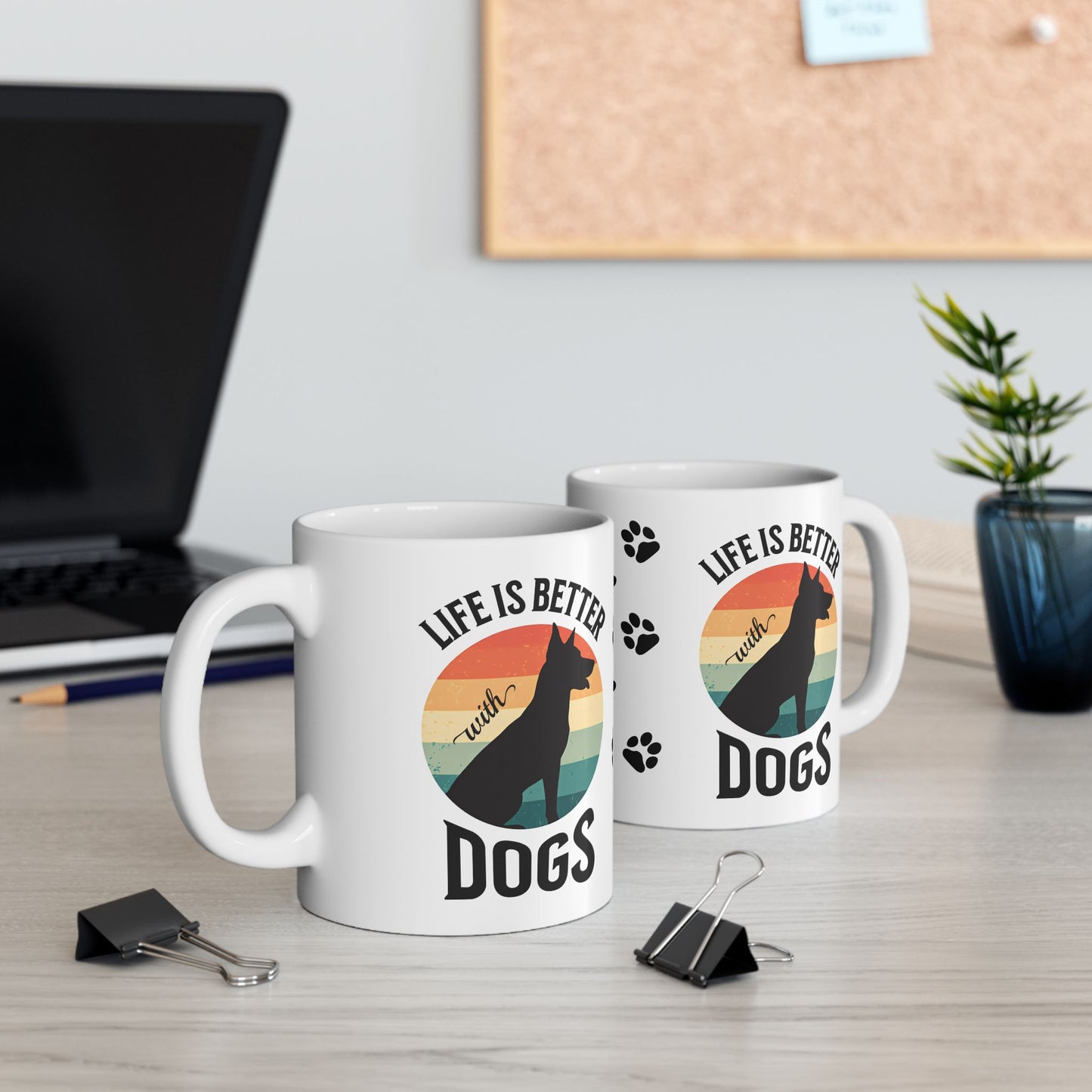 Ceramic Coffee Mug - Life is Better with Dogs, Dog-Themed with Vibrant Design