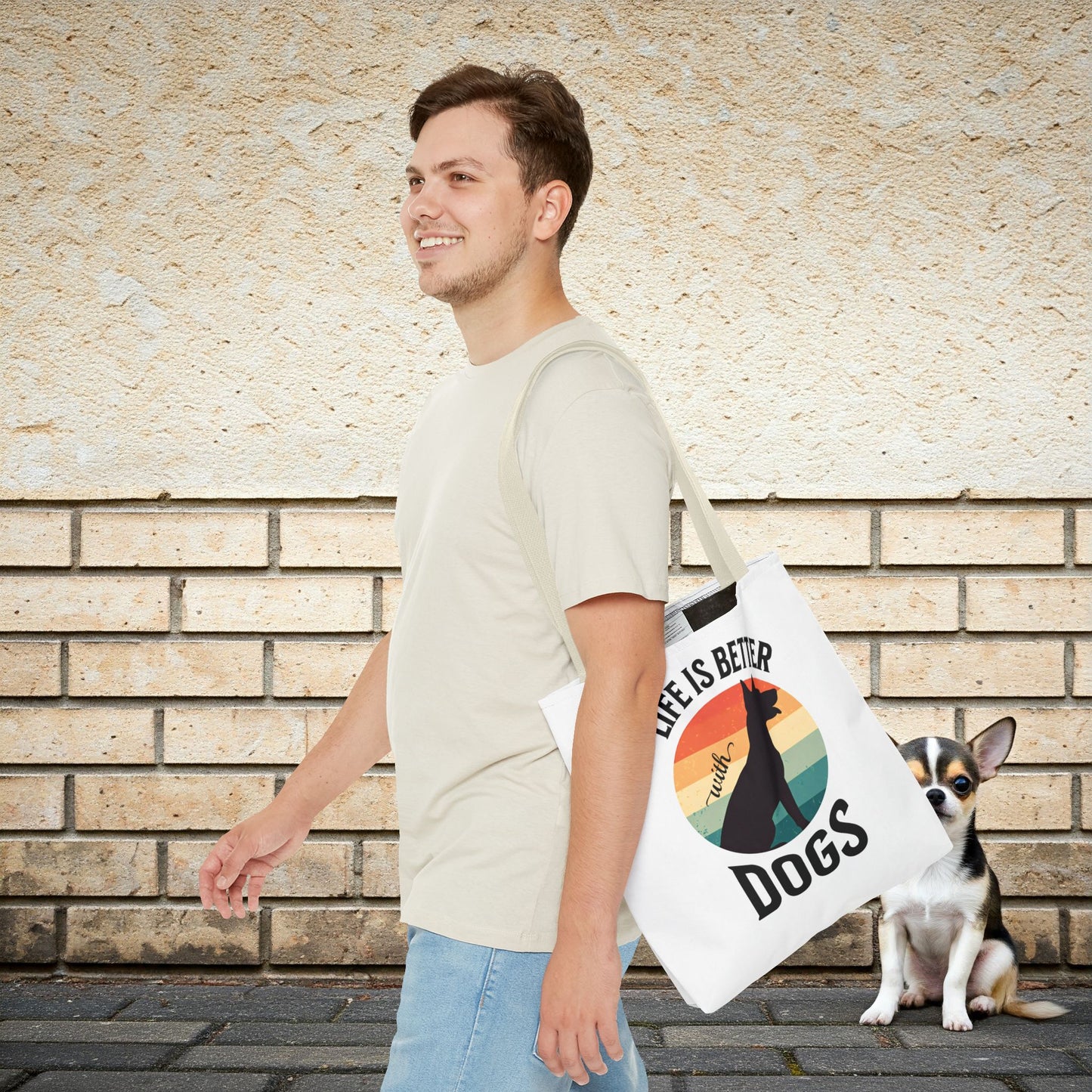 Dog Lover Tote Bag - Life Is Better with Dogs Reusable Tote Bag