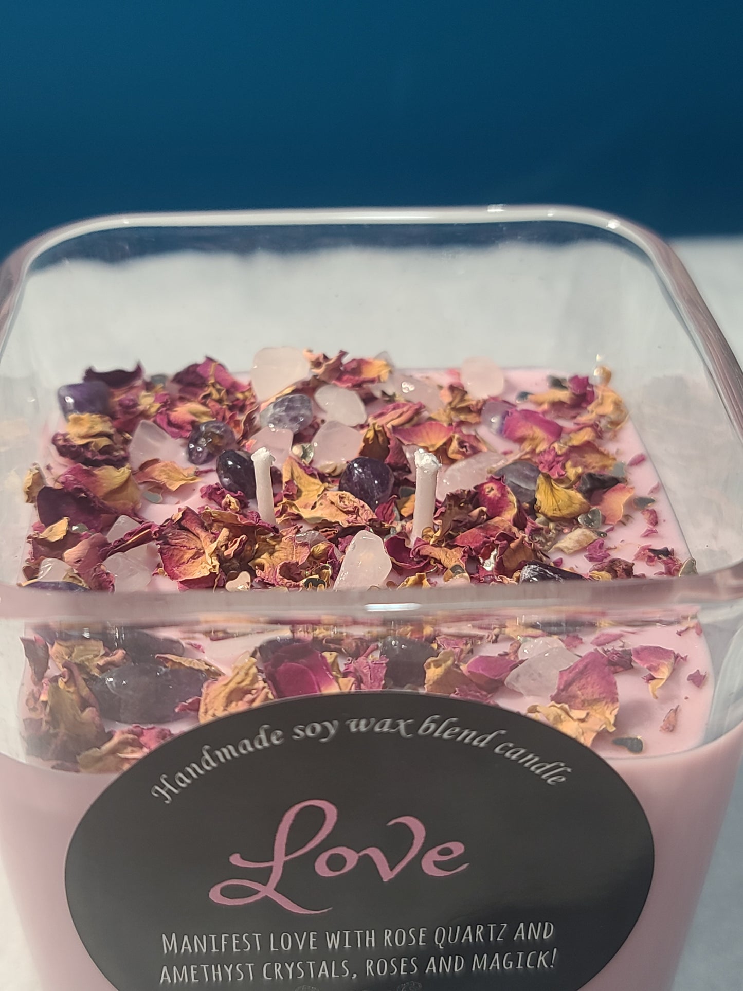 Crystal-infused Love Manifestation Intention Candle to Attract Romance and Love