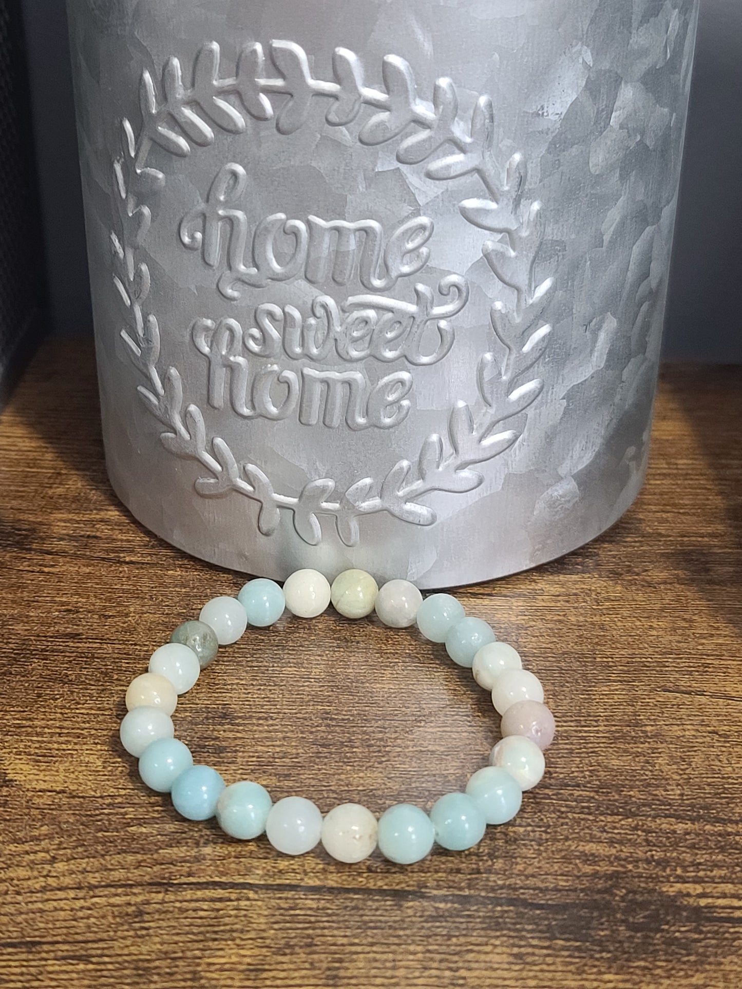 Amazonite Stretch Beaded Bracelet for Holistic Emotional Balance, Clarity and Healing
