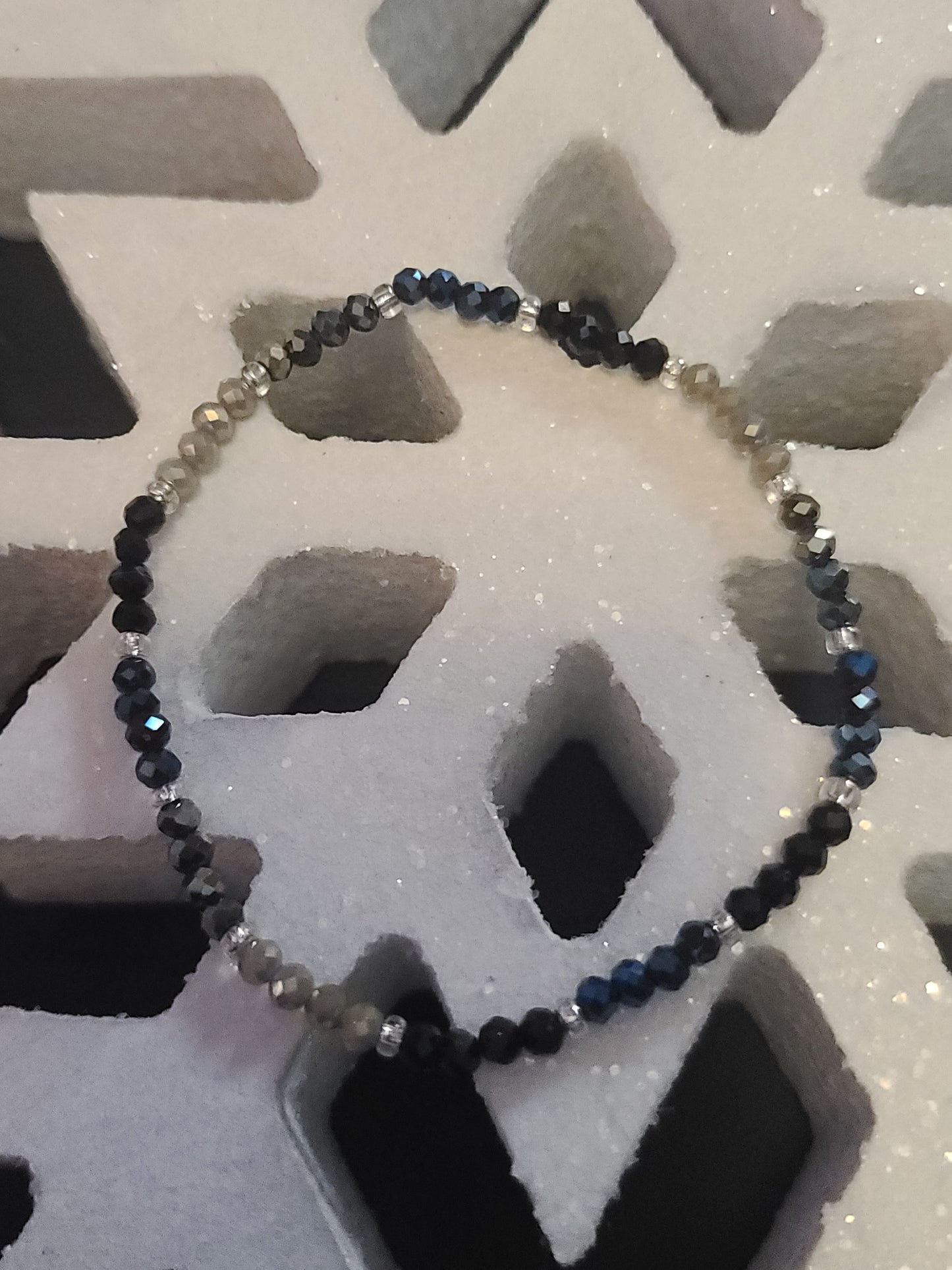 Handmade Blue Stretch Glass Beaded Bracelet Set of 3