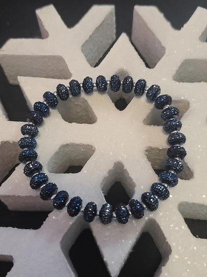 Handmade Blue Stretch Glass Beaded Bracelet Set of 3