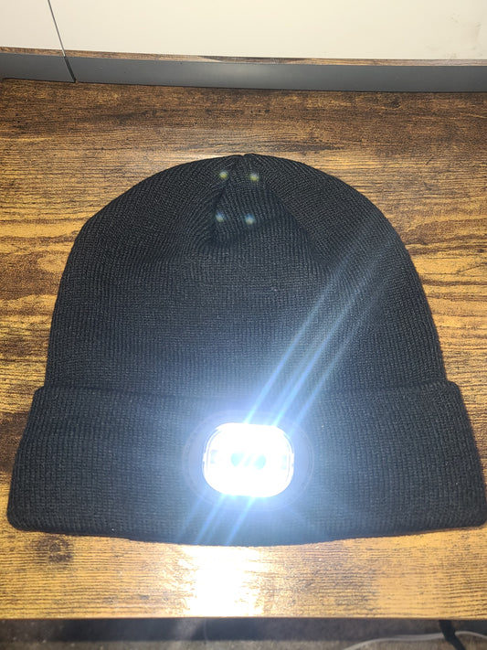 Headlight Beanie with Bluetooth Speakers and Mic