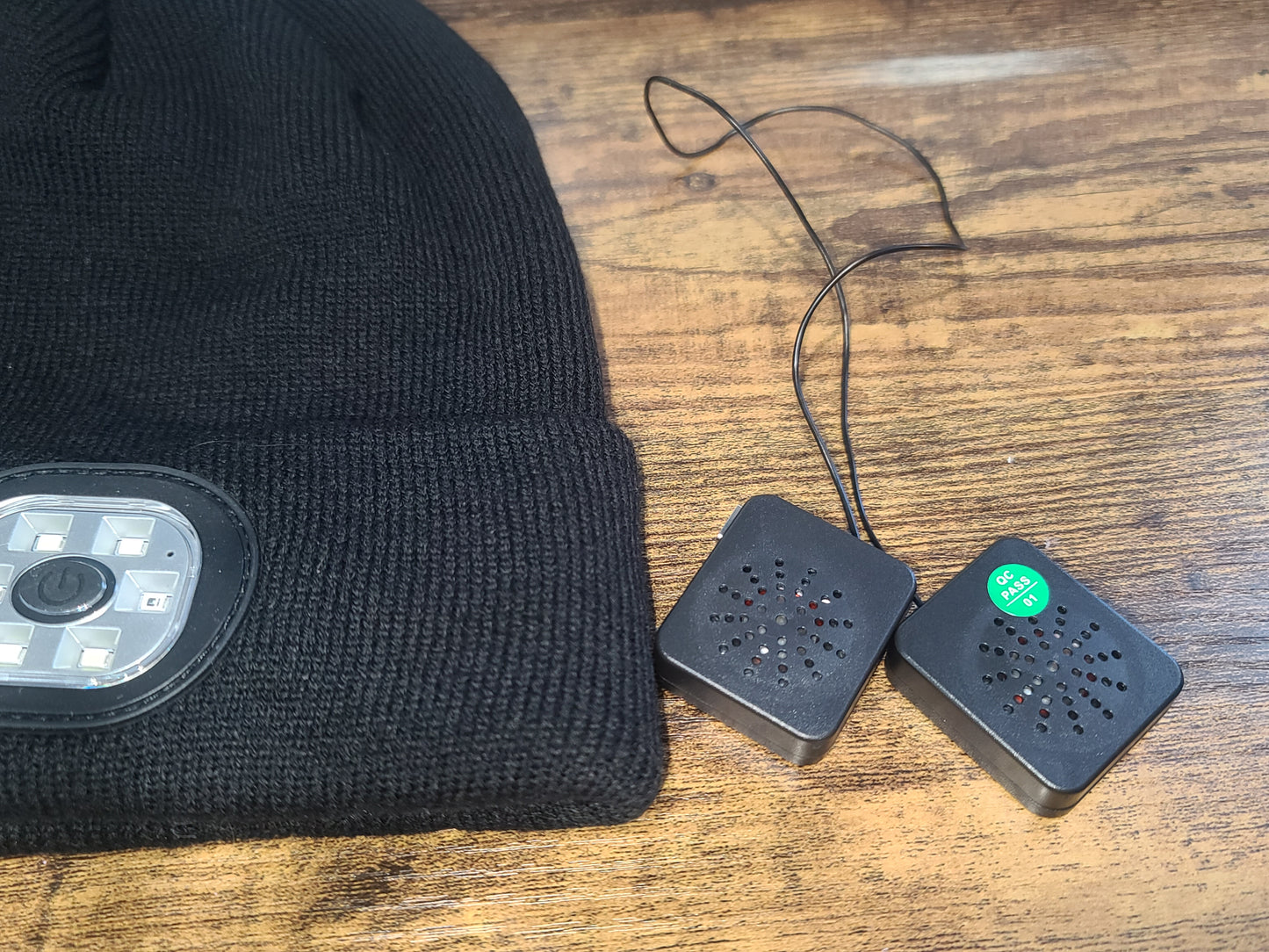 Headlight Beanie with Bluetooth Speakers and Mic