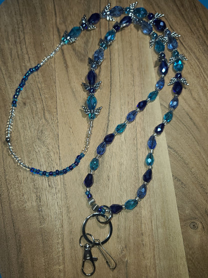 Handmade Beaded Angel Winged Lanyard with Breakaway  ID Badge Holder