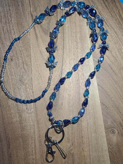 Handmade Beaded Angel Winged Lanyard with Breakaway  ID Badge Holder