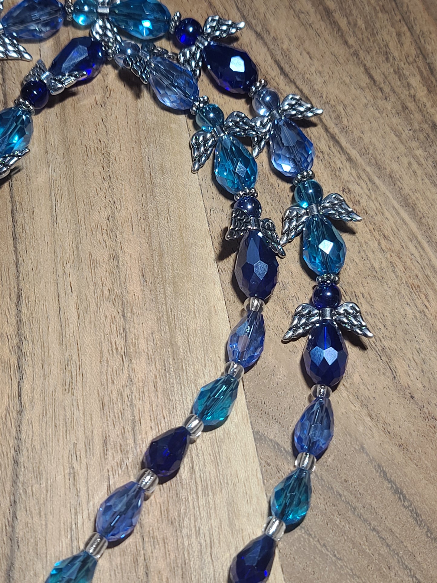Handmade Beaded Angel Winged Lanyard with Breakaway  ID Badge Holder
