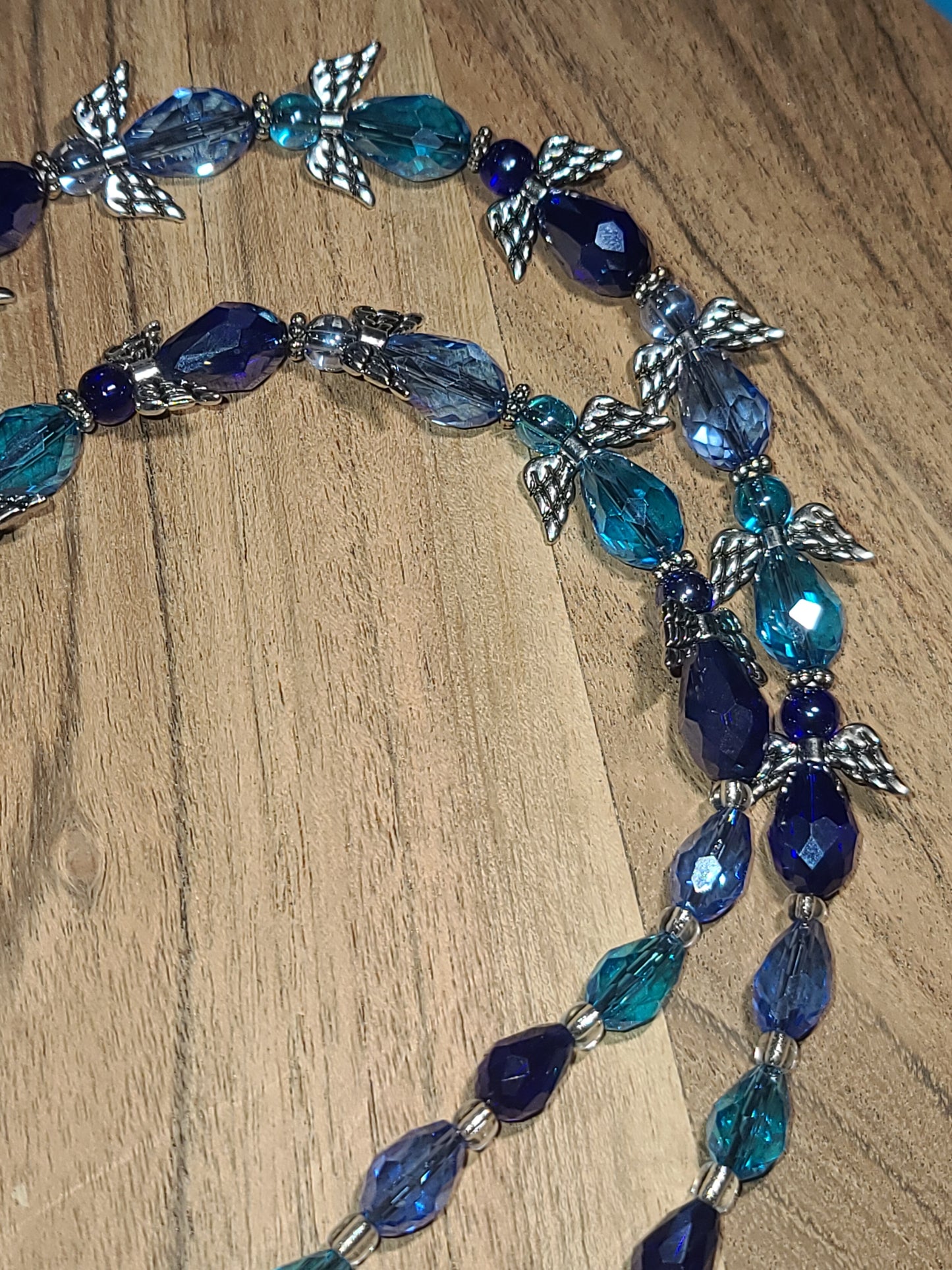 Handmade Beaded Angel Winged Lanyard with Breakaway  ID Badge Holder