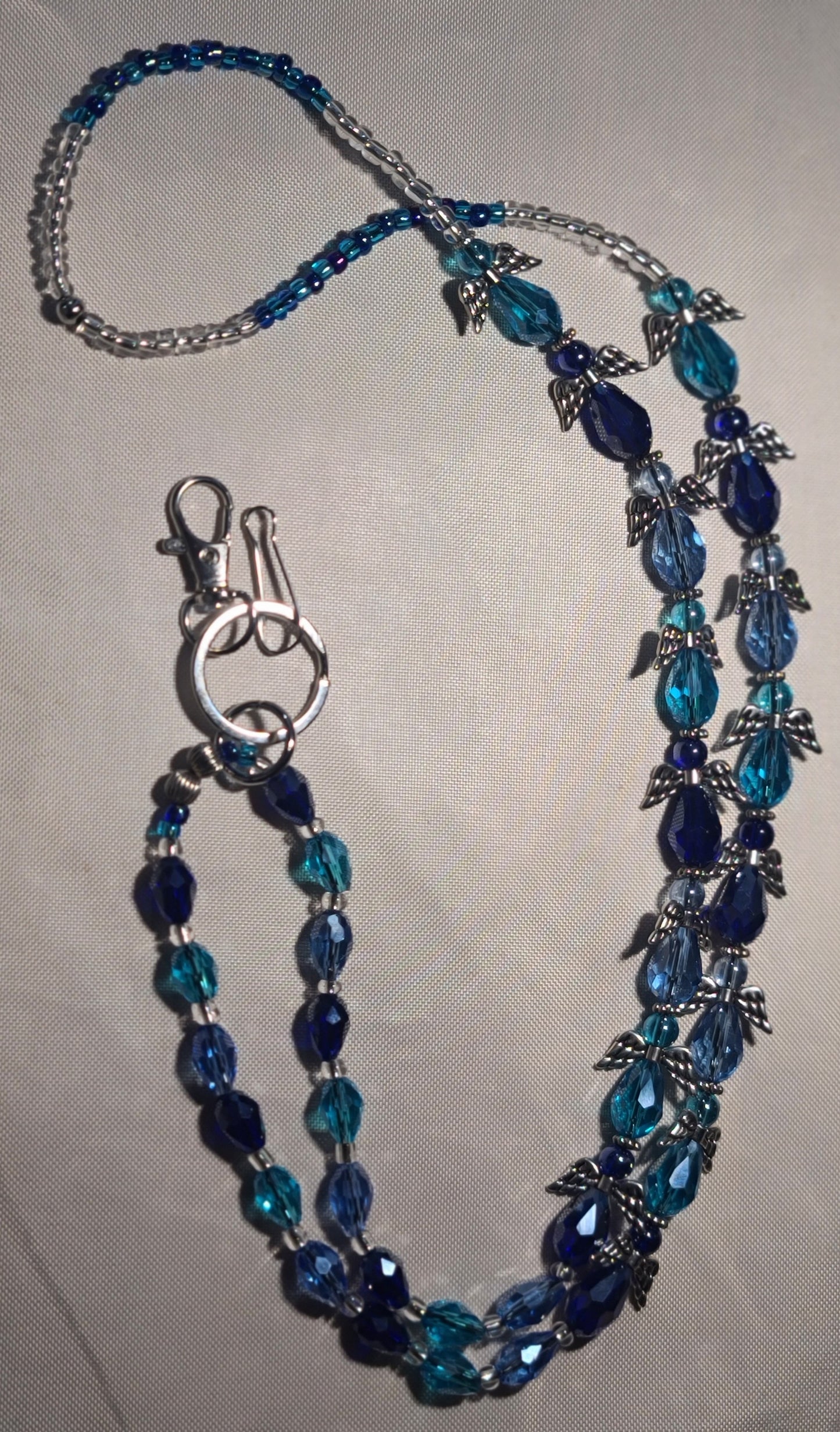 Handmade Beaded Angel Winged Lanyard with Breakaway  ID Badge Holder