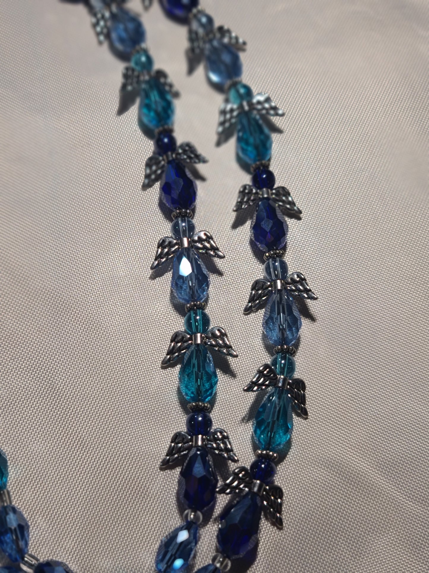 Handmade Beaded Angel Winged Lanyard with Breakaway  ID Badge Holder