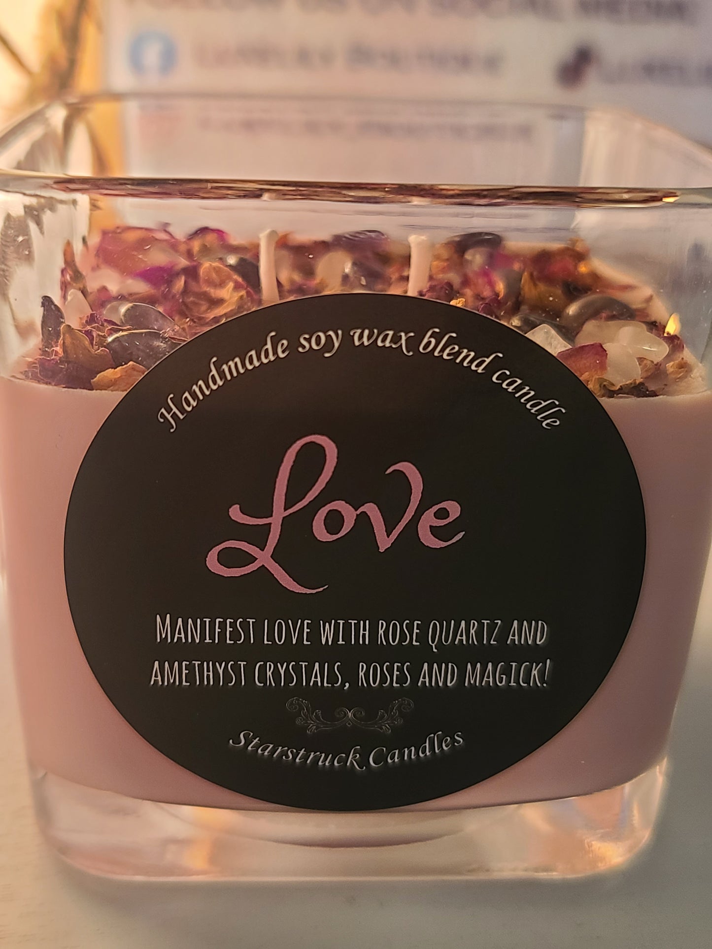 Crystal-infused Love Manifestation Intention Candle to Attract Romance and Love