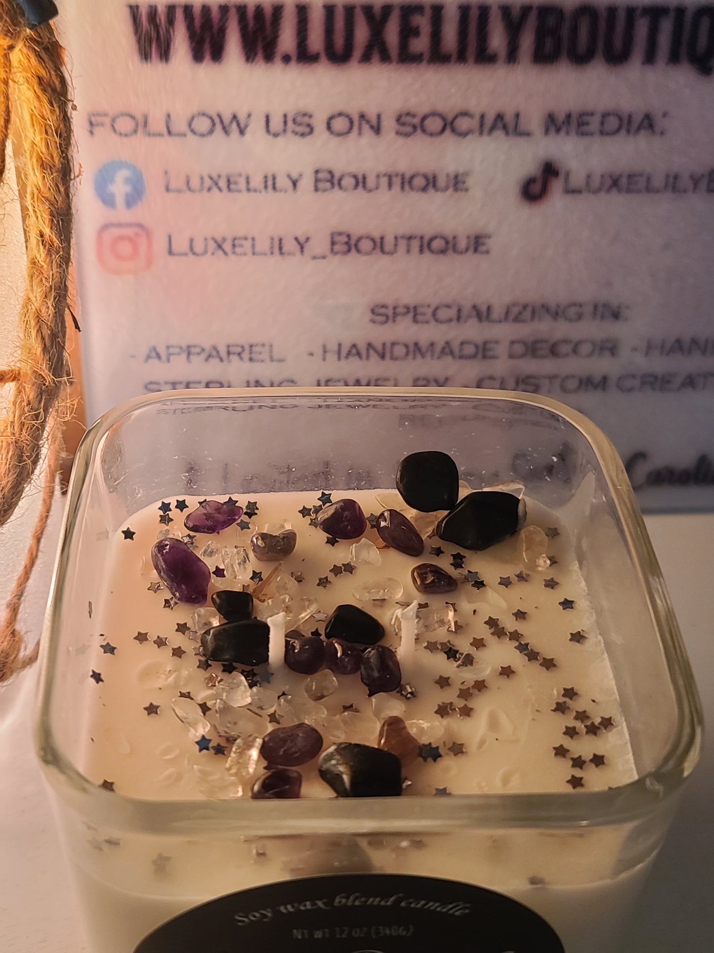 Lavender Infused Sweet Dreams Soy Crystal Intention Candle for Deep Sleep and Relaxation