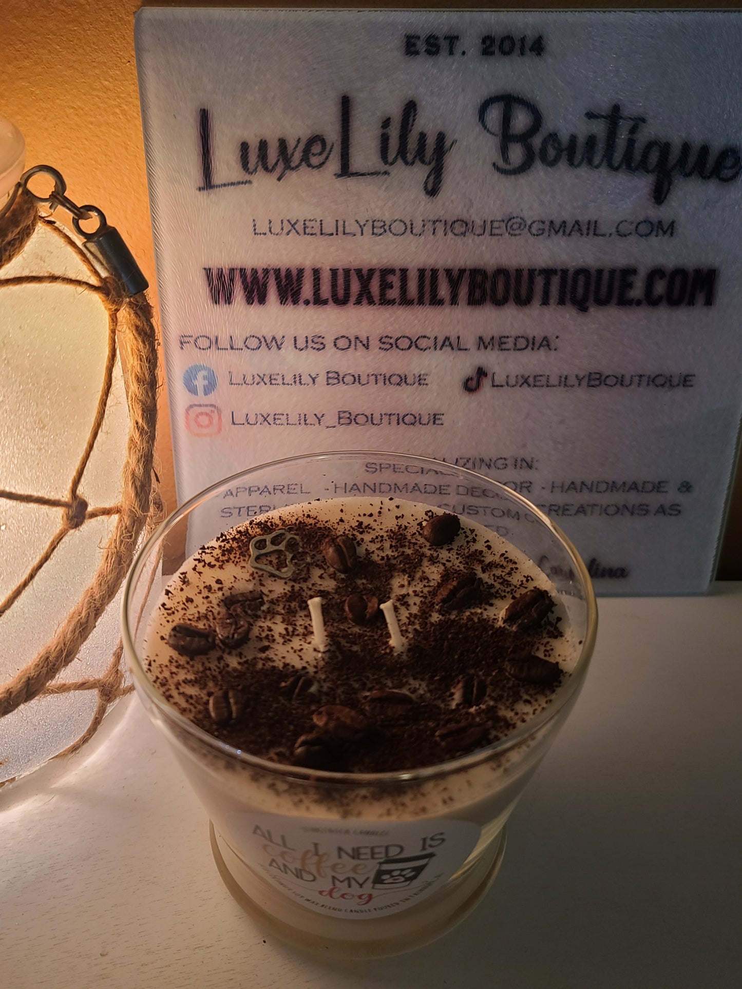 All I Need is Coffee and My Dog! Coffee Scented, Hand Poured Coconut Soy Wax Candle
