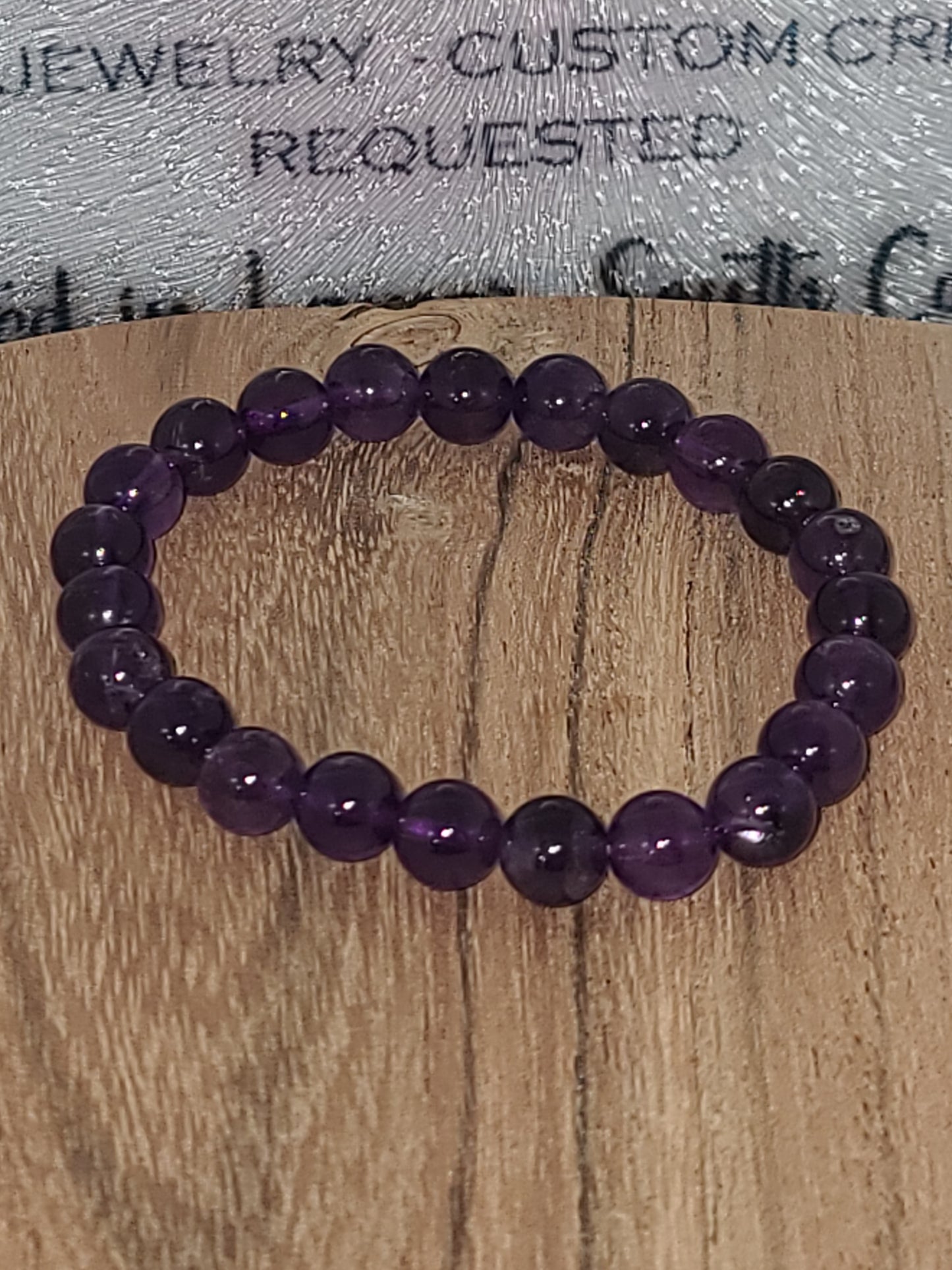 Holistic Amethyst Gemstone Stretch Bracelet (8 mm) Stackable Bracelet for Stress Relief and Focus