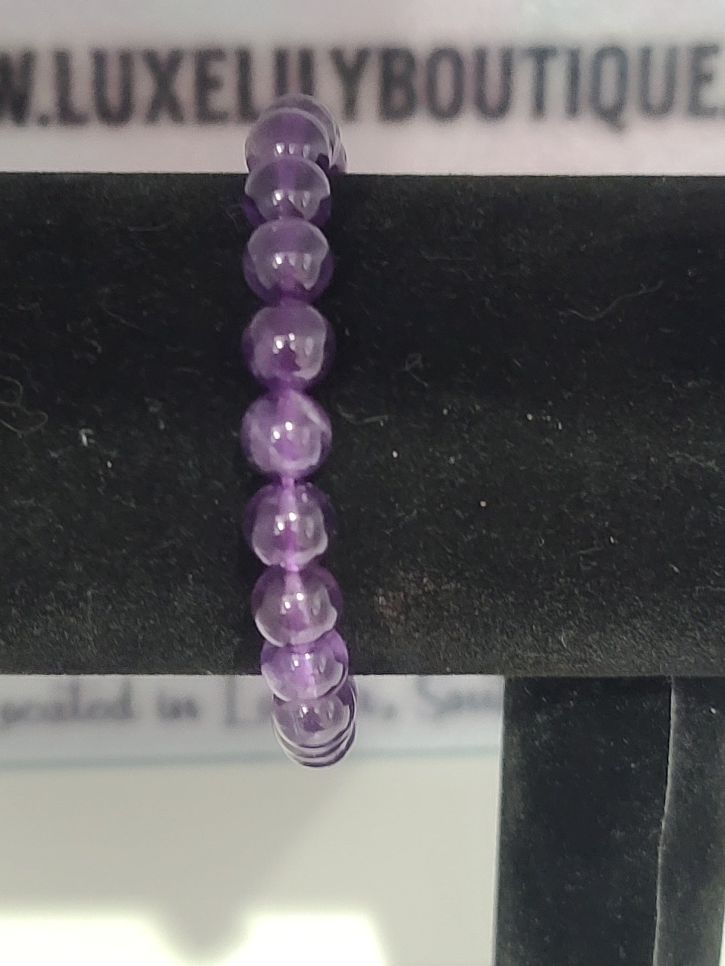 Holistic Amethyst Gemstone Stretch Bracelet (8 mm) Stackable Bracelet for Stress Relief and Focus