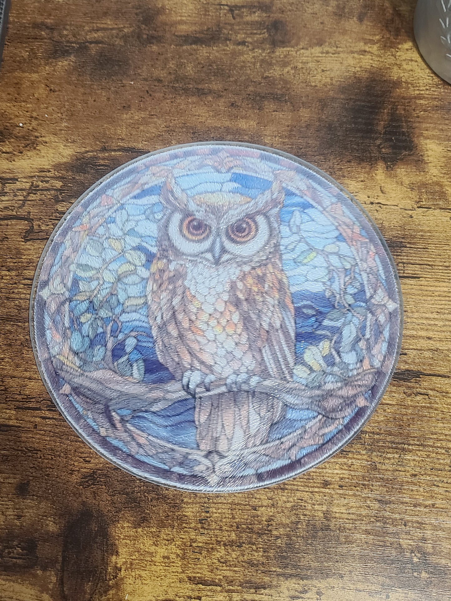 Owl Stained Glass Style Trivet Art for Home Decor - Trivet, Cutting Board, or Suncatcher