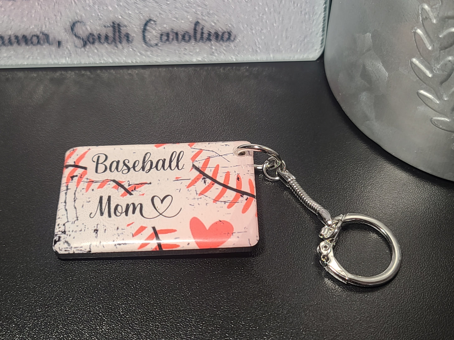 Handmade Baseball Mom Locking Keychain
