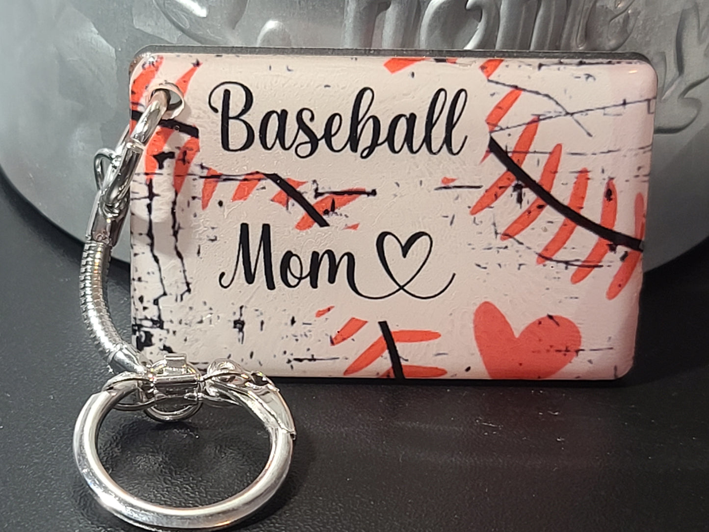 Handmade Baseball Mom Locking Keychain