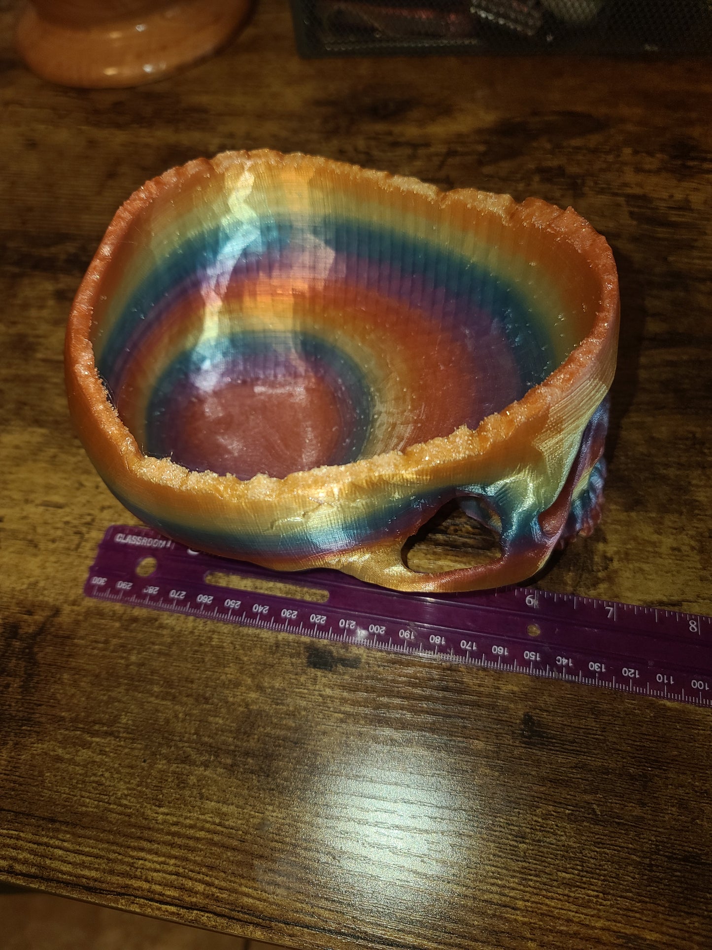 3D Printed Rainbow Skull Candy Bowl, Planter, Halloween Decor, PLA Eco Friendly, Spooky Gothic Home Decor, Fun Desk Organizer, Pen Holder