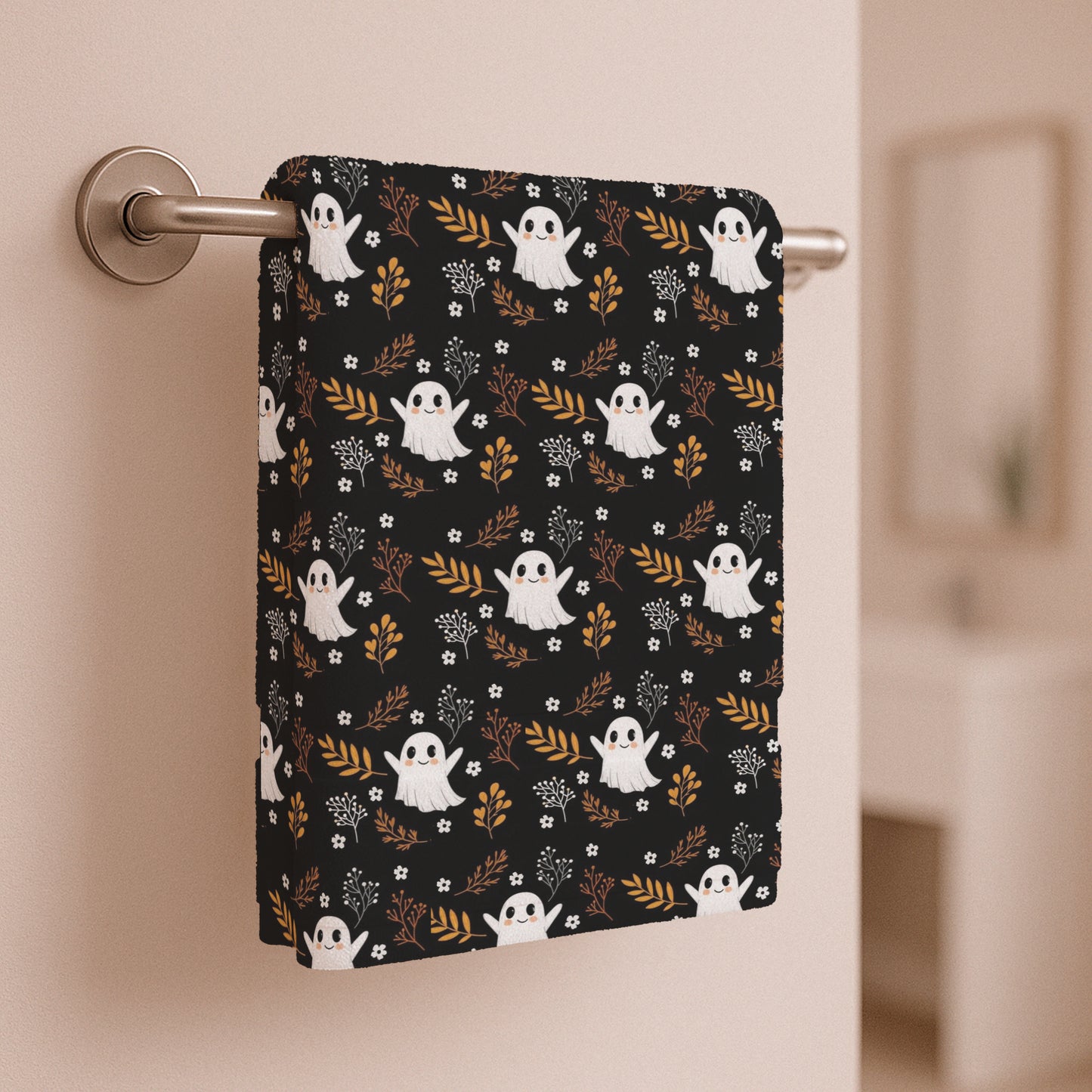 Happy Ghosts - Yay It's Halloween! Cute Ghosts Hand Towel, Festive Halloween Decor, Fall Aesthetic, Halloween Theme, Fall Ghost Decor