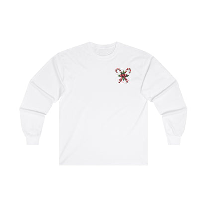 Christmas Candy Cane Long-Sleeve, Dual-Sided T-shirt